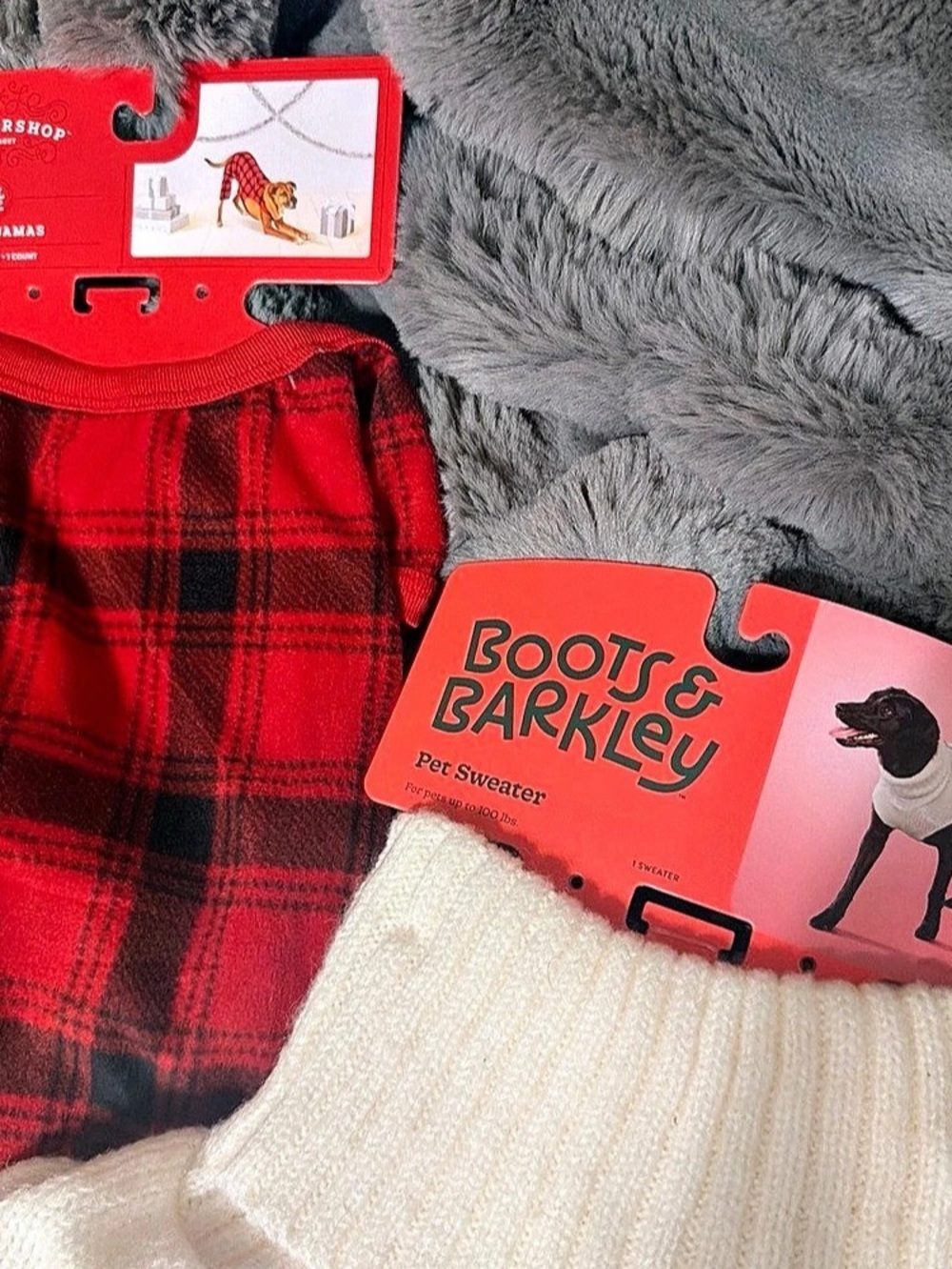 Boots & Barkley Plaid Dog Sweater Set in Red & Cream NWT XL pJ ee